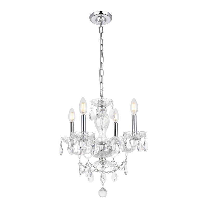 Living District Elle 4-Light Transitional Metal Pendant in Chrome