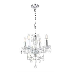 Living District Elle 4-Light Transitional Metal Pendant in Chrome