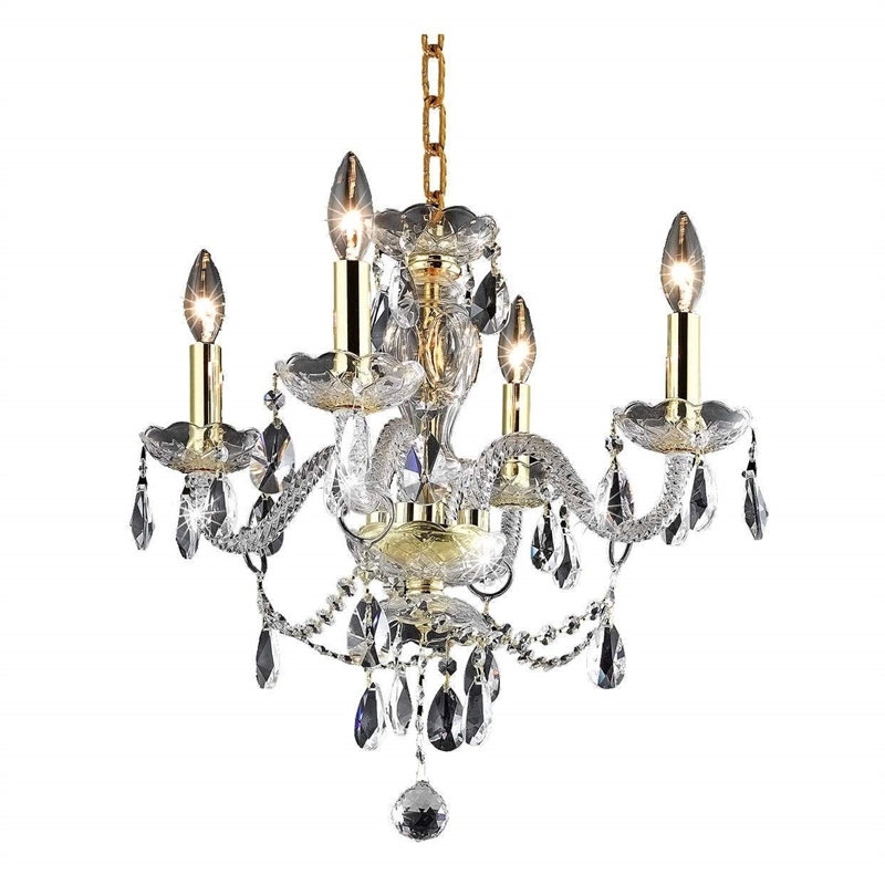 Living District Elle 4-Light Transitional Metal Pendant in Gold