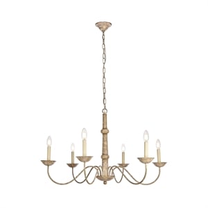 Living District Merritt 6-Light Transitional Metal Chandelier in Weathered Dove