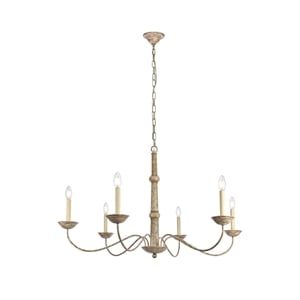 Living District Merritt 6-Light Transitional Metal Chandelier in Weathered Dove