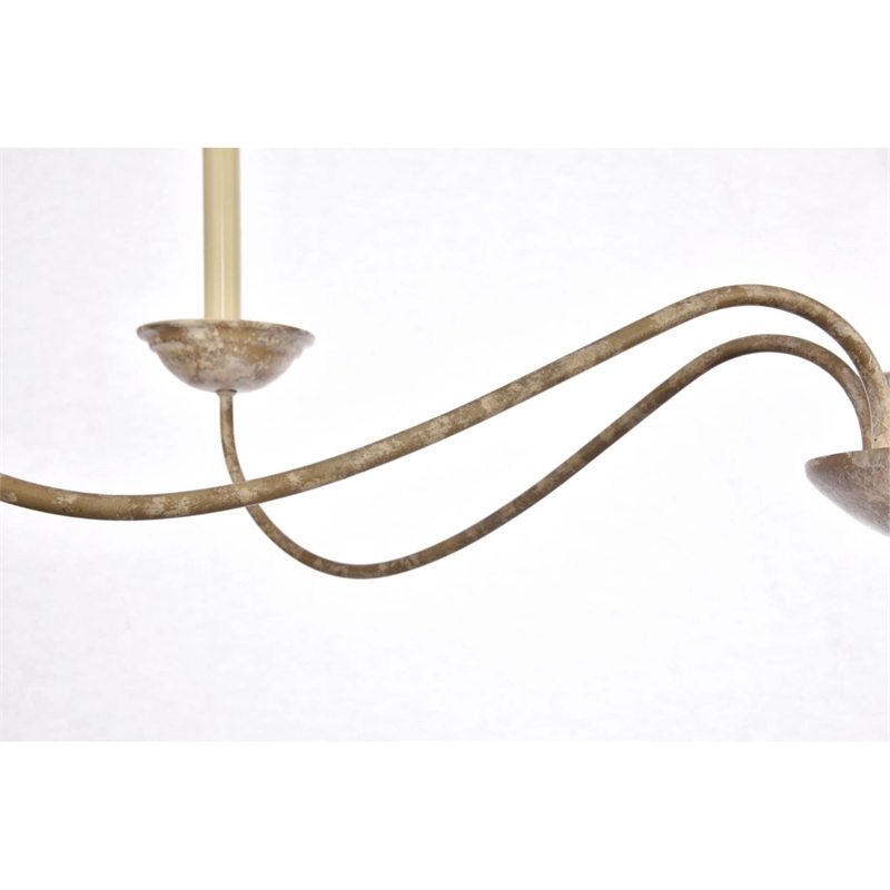 Living District Merritt 6-Light Transitional Metal Chandelier in Weathered Dove