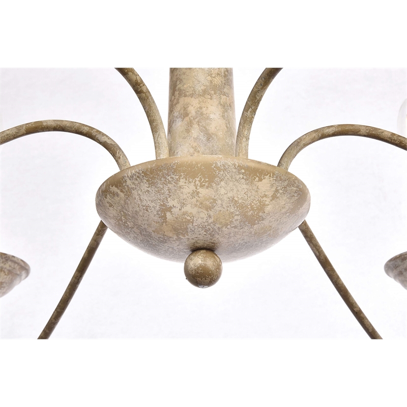 Living District Merritt 6-Light Transitional Metal Chandelier in Weathered Dove
