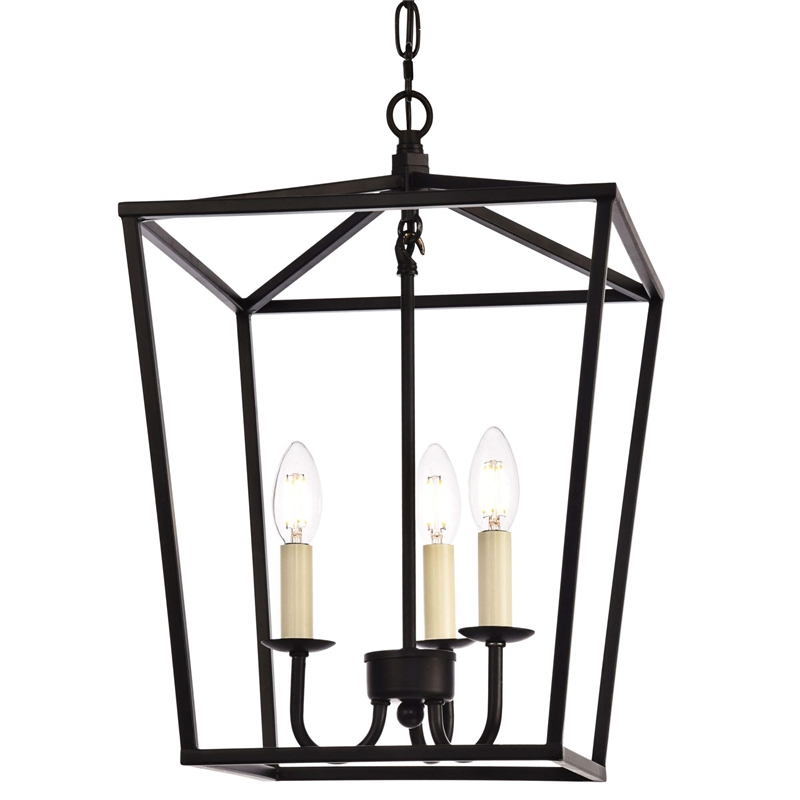 Living District Maddox 3-Light Transitional Metal Pendant in Black