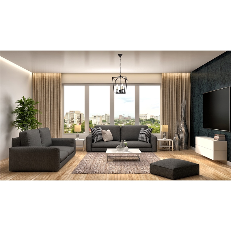 Living District Maddox 3-Light Transitional Metal Pendant in Black