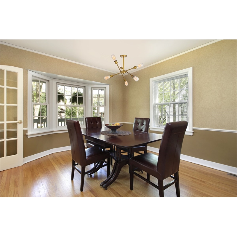 Living District Axel 6-Light Metal Flush Mount in Brass/Clear