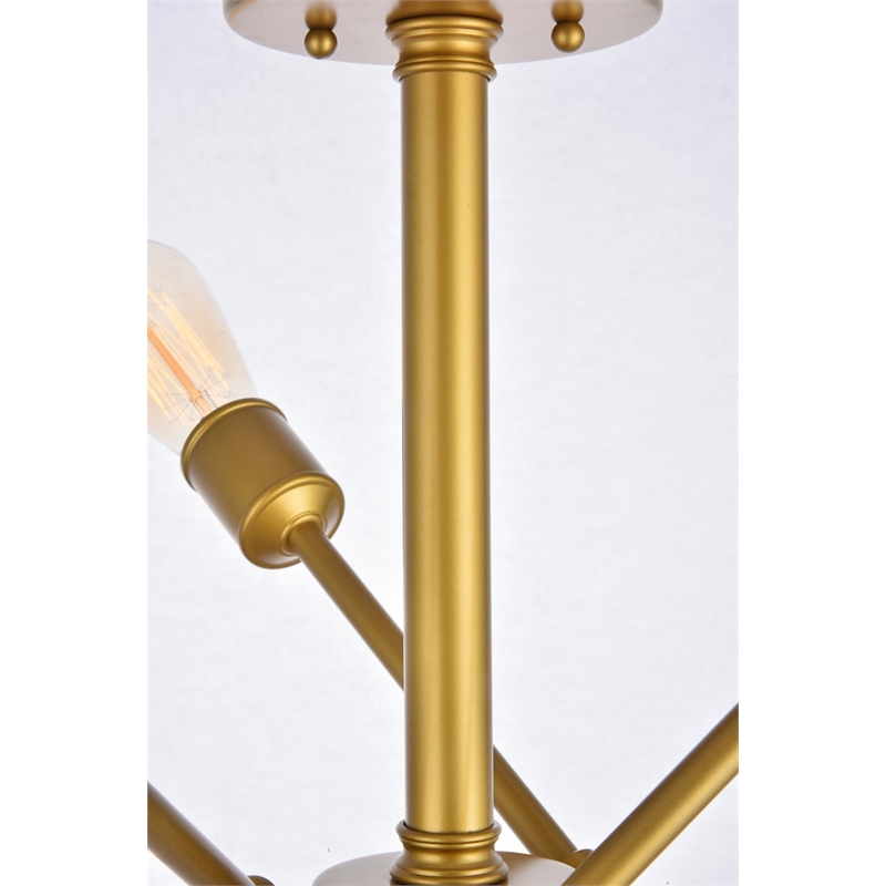 Living District Axel 6-Light Metal Flush Mount in Brass/Clear