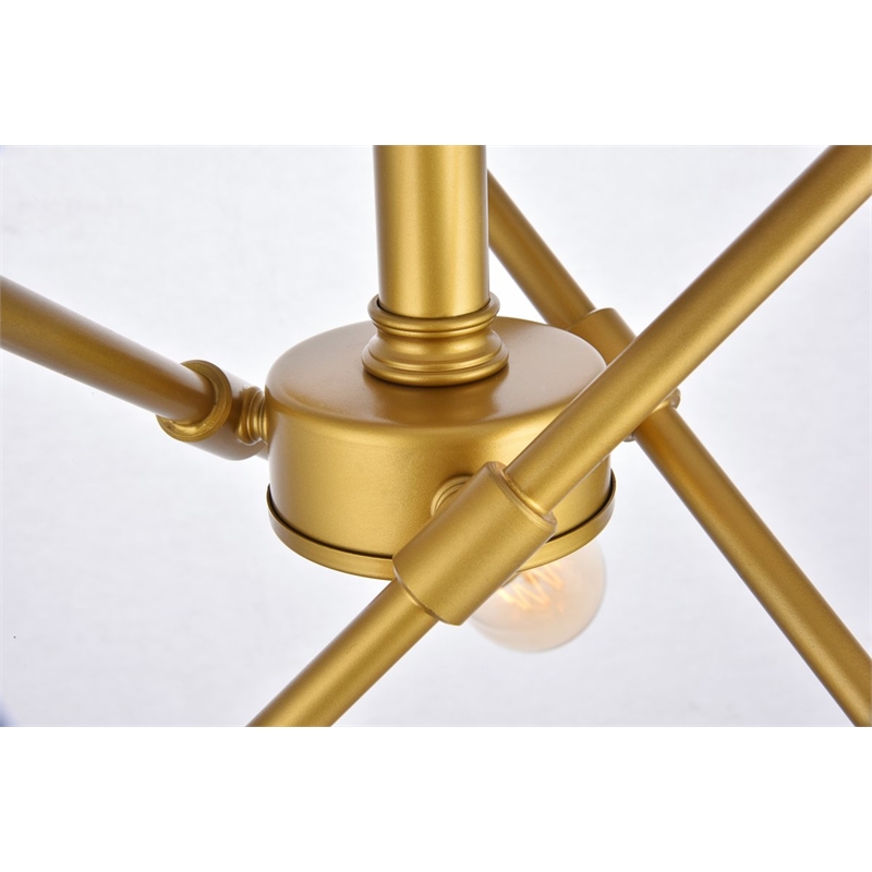 Living District Axel 6-Light Metal Flush Mount in Brass/Clear