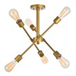 Living District Axel 6-Light Metal Flush Mount in Brass/Clear