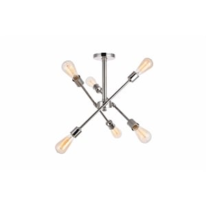 Living District Axel 6-Light Metal Flush Mount in Polished Nickel