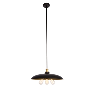 Living District Anders 3-Light Transitional Metal Chandelier in Black and Brass