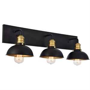 Living District Anders 3-Light Transitional Metal Wall Sconce in Black and Brass