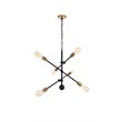 Living District Axel 6-Light Metal Pendant in Black/Brass Finish