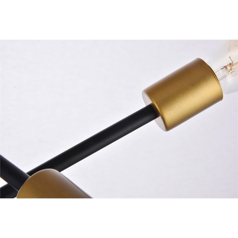 Living District Axel 6-Light Metal Pendant in Black/Brass Finish