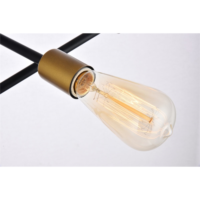 Living District Axel 6-Light Metal Pendant in Black/Brass Finish