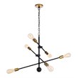 Living District Axel 6-Light Metal Pendant in Black/Brass Finish