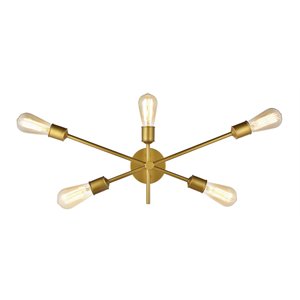Living District Axel 5-Light Metal Wall Sconce in Brass Finish