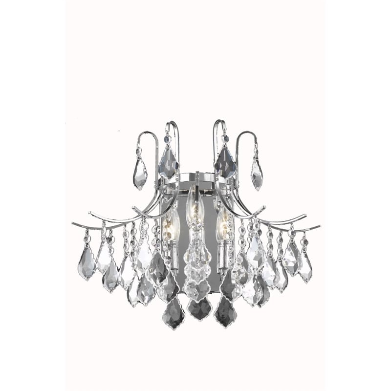 Living District Amelia 3-Light Transitional Metal Wall Sconce in Chrome