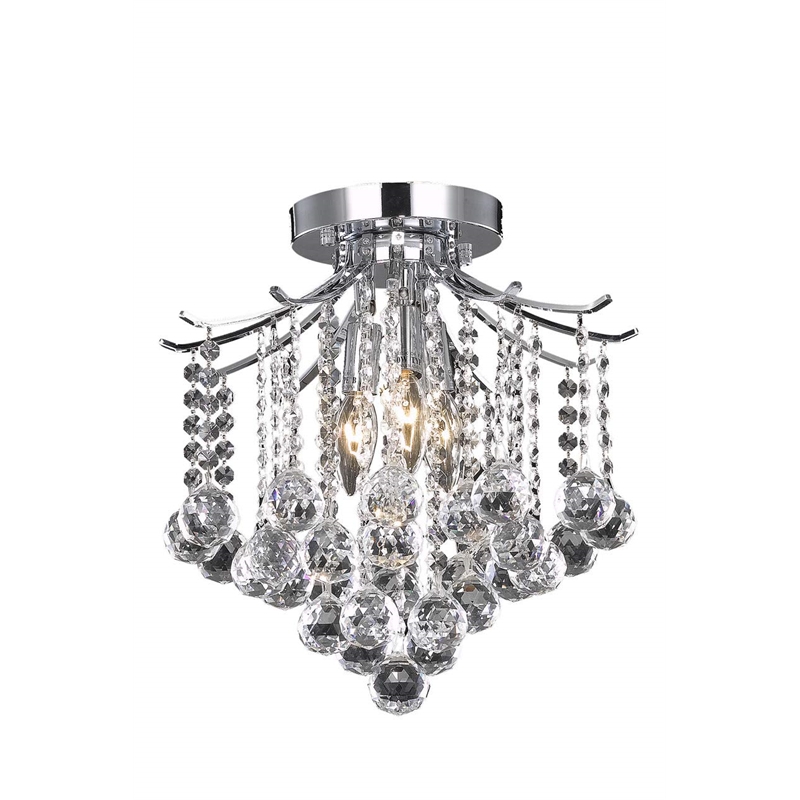 Living District Amelia 3-Light Transitional Metal Flush Mount in Chrome Finish