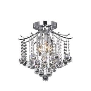 Living District Amelia 3-Light Transitional Metal Flush Mount in Chrome Finish