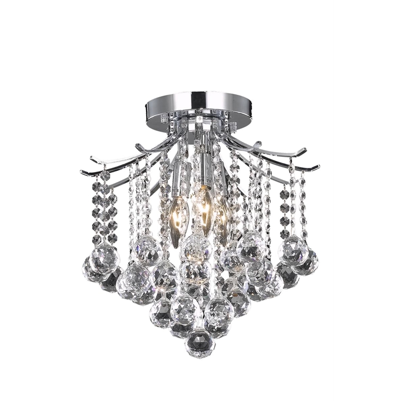 Living District Amelia 3-Light Transitional Metal Flush Mount in Chrome Finish