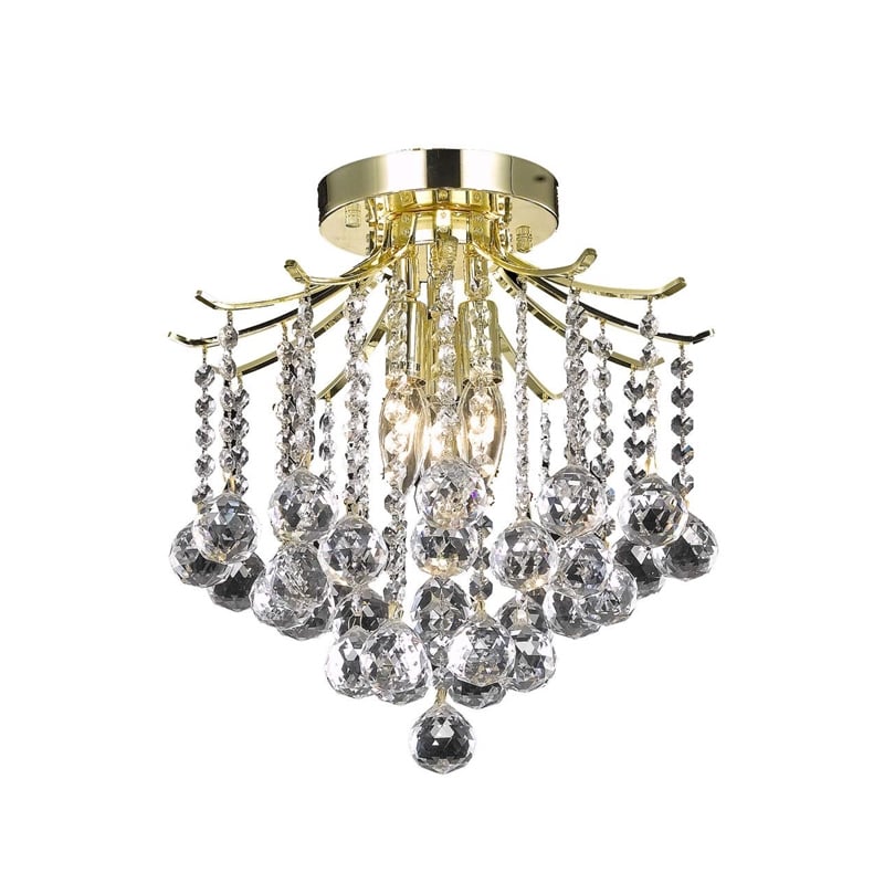 Living District Amelia 3-Light Transitional Metal Flush Mount in Gold Finish
