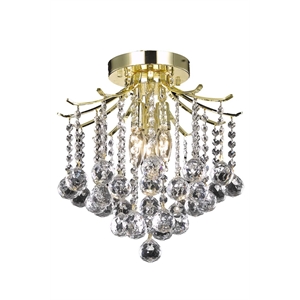Living District Amelia 3-Light Transitional Metal Flush Mount in Gold Finish