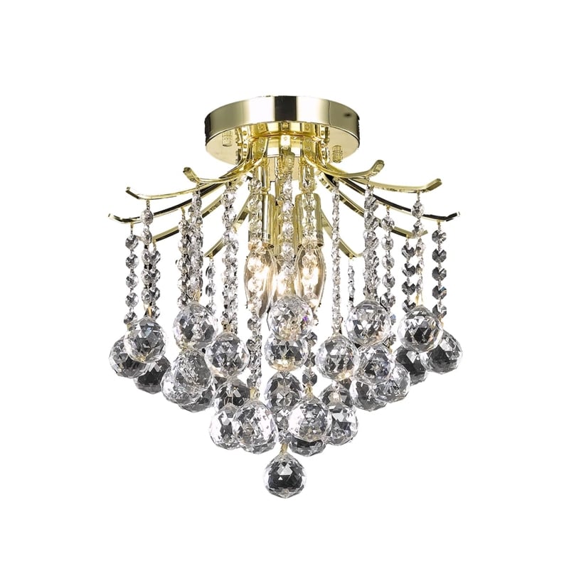 Living District Amelia 3-Light Transitional Metal Flush Mount in Gold Finish
