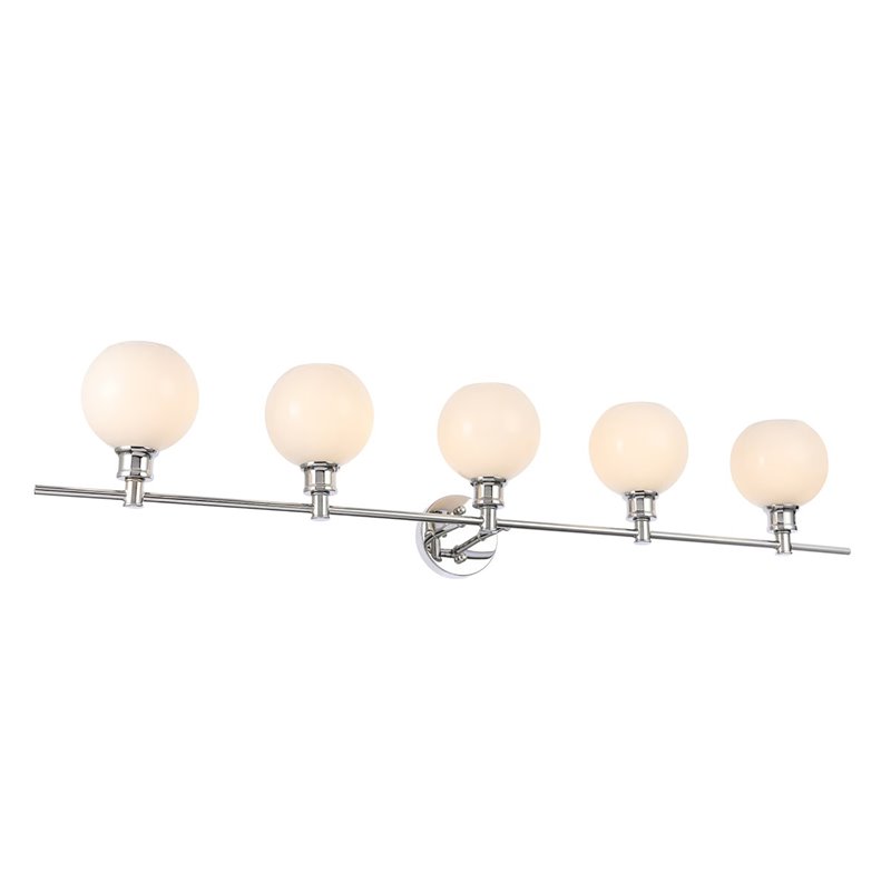 Living District Collier 5-Light Metal Wall Sconce in Chrome/Frosted White