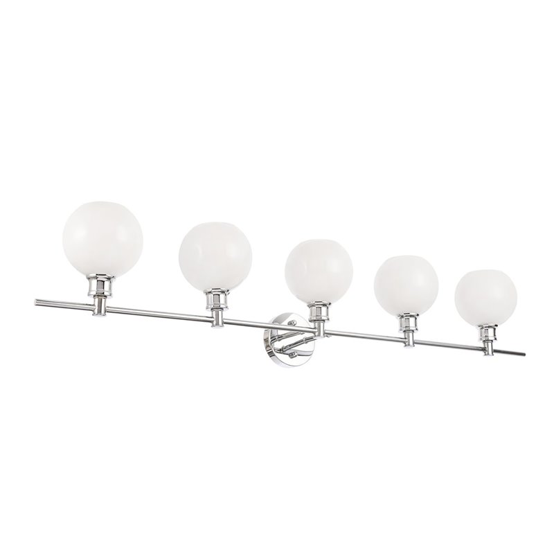 Living District Collier 5-Light Metal Wall Sconce in Chrome/Frosted White