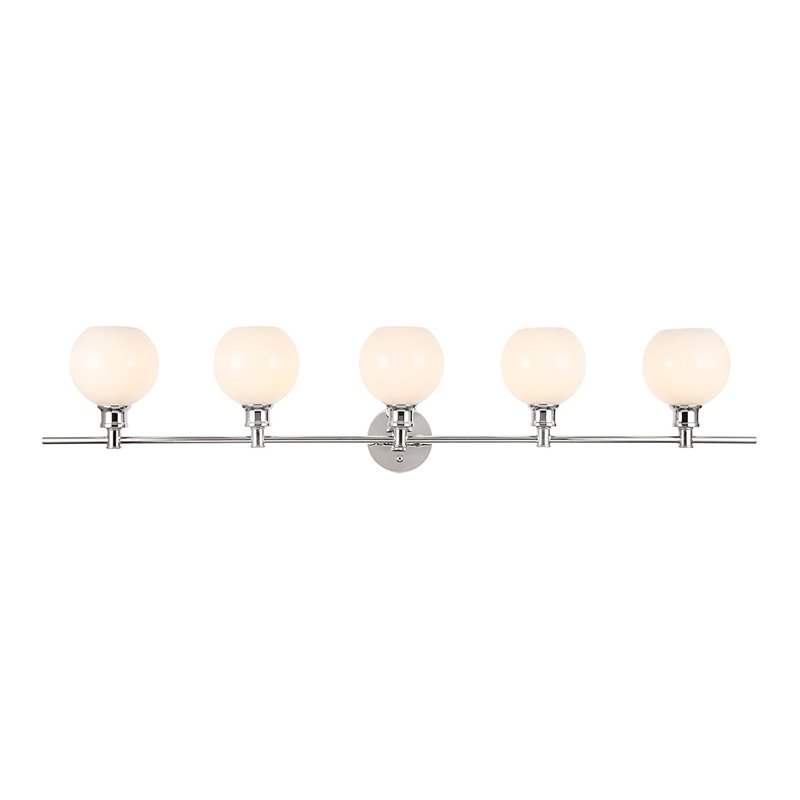 Living District Collier 5-Light Metal Wall Sconce in Chrome/Frosted White