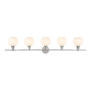 Living District Collier 5-Light Metal Wall Sconce in Chrome/Frosted White