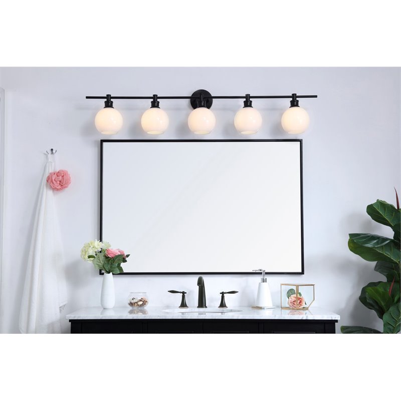 Living District Collier 5-Light Metal Wall Sconce in Black and Frosted White