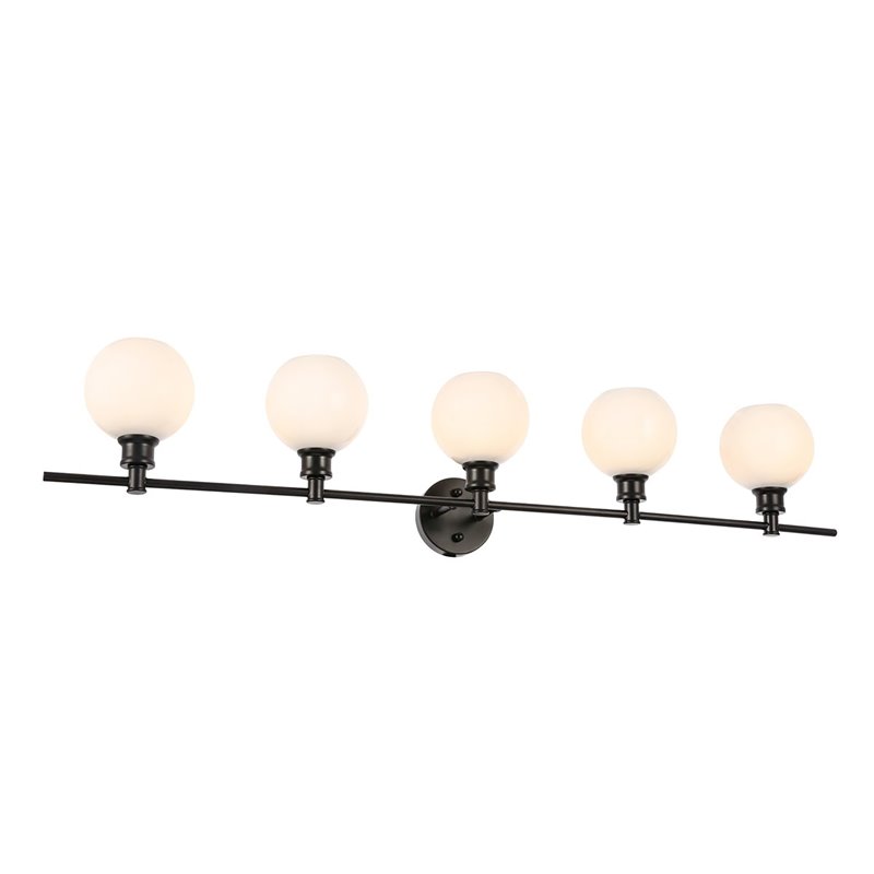 Living District Collier 5-Light Metal Wall Sconce in Black and Frosted White