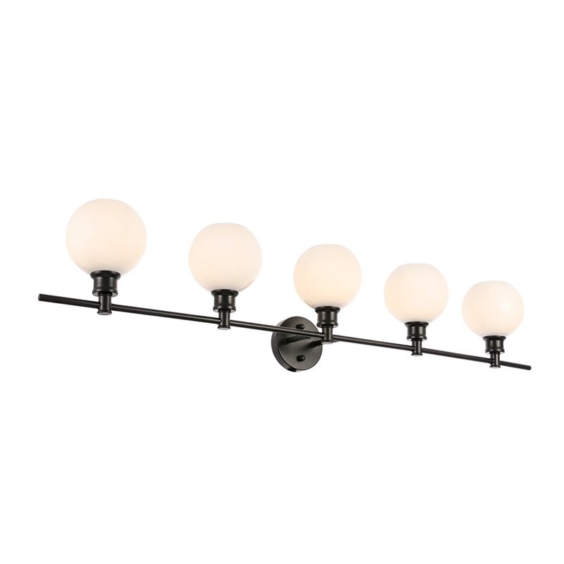 Living District Collier 5-Light Metal Wall Sconce in Black and Frosted White