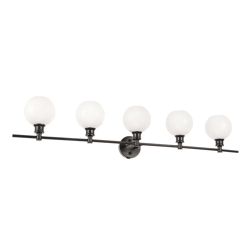 Living District Collier 5-Light Metal Wall Sconce in Black and Frosted White