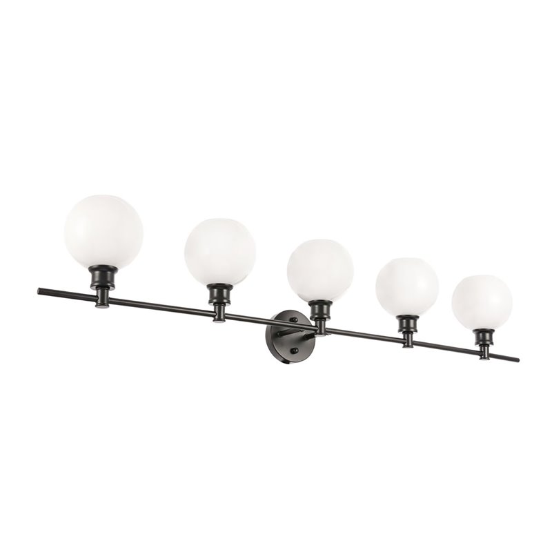 Living District Collier 5-Light Metal Wall Sconce in Black and Frosted White
