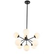 Living District Jupiter 9-Light Mid-Century Metal Pendant in Black and White