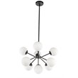 Living District Jupiter 9-Light Mid-Century Metal Pendant in Black and White