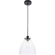 Living District Frey 1-Light Mid-Century Metal Pendant in Black and Clear Glass