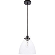 Living District Frey 1-Light Mid-Century Metal Pendant in Black and Clear Glass
