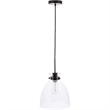 Living District Frey 1-Light Mid-Century Metal Pendant in Black and Clear Glass
