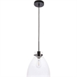 Living District Frey 1-Light Mid-Century Metal Pendant in Black and Clear Glass