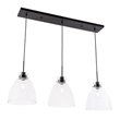 Living District Frey 3-Light Mid-Century Metal Pendant in Black and Clear