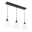 Living District Frey 3-Light Mid-Century Metal Pendant in Black and Clear