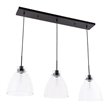 Living District Frey 3-Light Mid-Century Metal Pendant in Black and Clear