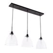 Living District Frey 3-Light Mid-Century Metal Pendant in Black and Clear