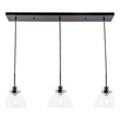 Living District Frey 3-Light Mid-Century Metal Pendant in Black and Clear