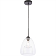 Living District Kason 1-Light Mid-Century Metal Pendant in Black and Clear Glass