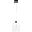 Living District Kason 1-Light Mid-Century Metal Pendant in Black and Clear Glass